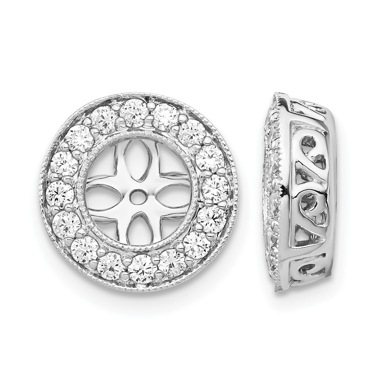 True Origin 14K White Gold 1/2 carat Lab Grown Diamond VS  D E F  for 5.5-6mm Studs Earring Jackets (EM1002-050-WLD)