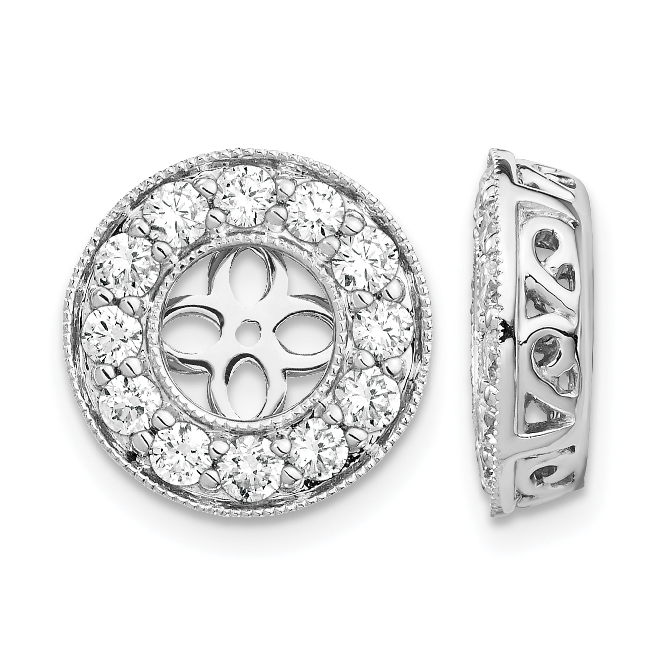 True Origin 14K White Gold 1 carat Lab Grown Diamond VS  D E F  for 5.5-6mm Studs Earring Jackets (EM1002-100-WLD)