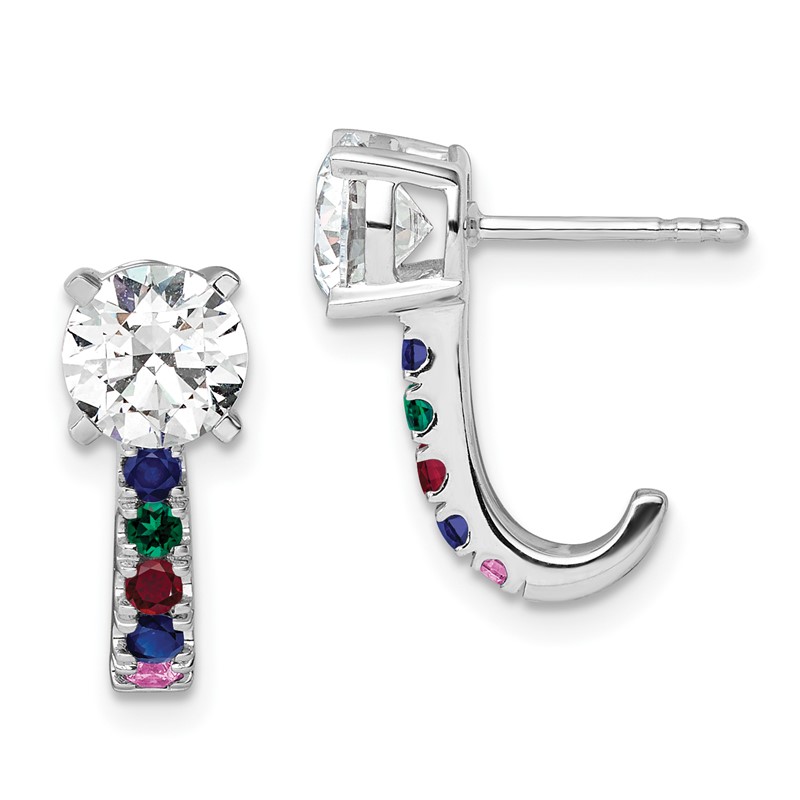 14k White Gold Multi Gemstone Semi Mount Earrings