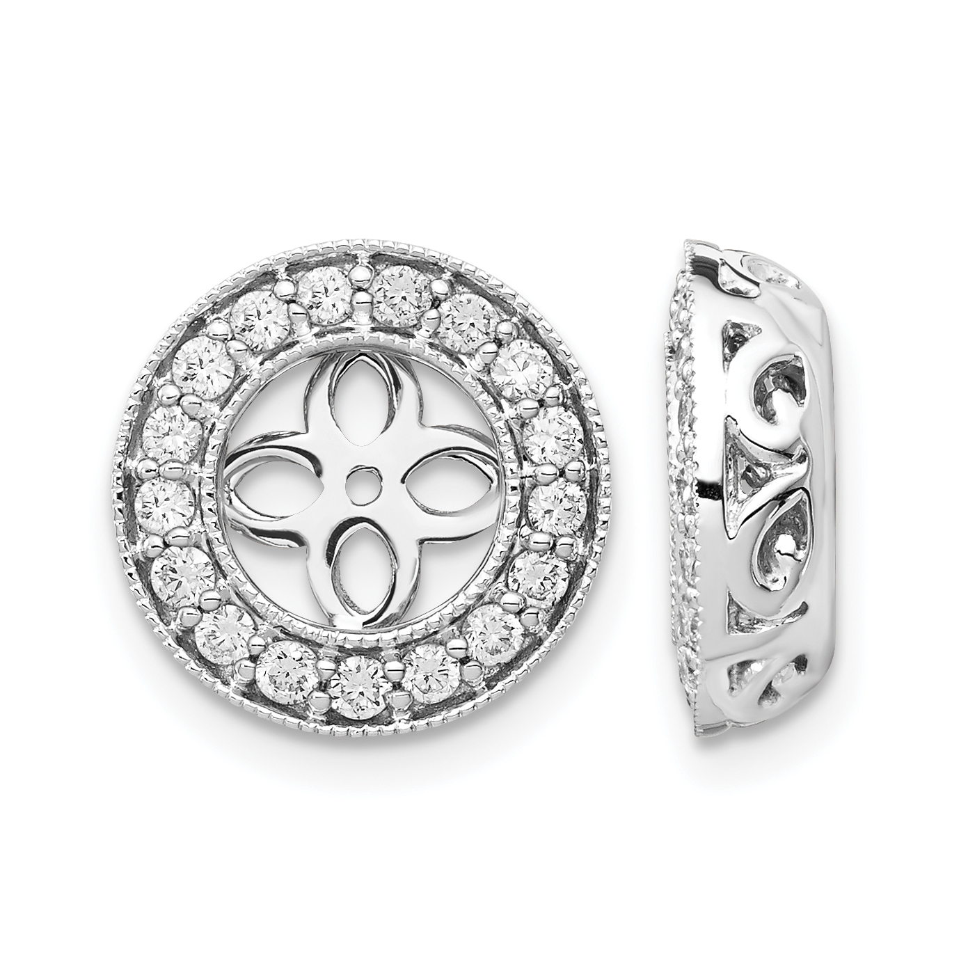 True Origin 14K White Gold 1/2 carat Lab Grown Diamond VS  D E F  for 6.5-7mm Studs Earring Jackets (EM1004-050-WLD)