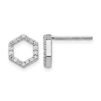 True Origin 14K White Gold 0.20 Carat Lab Grown Diamond VS+ F+ Complete Hexagon Post Earrings view 1