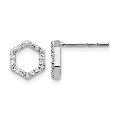 True Origin 14K White Gold 0.20 Carat Lab Grown Diamond VS+ F+ Complete Hexagon Post Earrings