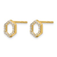 True Origin 14K Yellow Gold 0.20 Carat Lab Grown Diamond VS+ F+ Complete Hexagon Post Earrings view 2