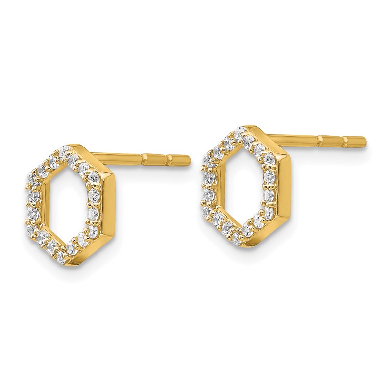 True Origin 14k 1/5 carat Lab Grown Diamond VS DEF Hexagon Post Earrings
