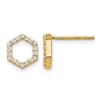 True Origin 14K Yellow Gold 0.20 Carat Lab Grown Diamond VS+ F+ Complete Hexagon Post Earrings view 1