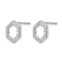 True Origin 14K White Gold 0.50 Carat Lab Grown Diamond VS+ F+ Complete Hexagon Post Earrings view 2