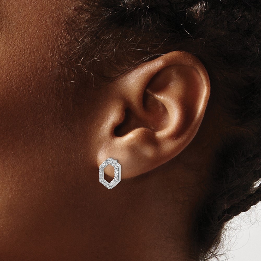 True Origin 14k White Gold 1/2 carat Lab Grown Diamond VS DEF Hexagon Post Earrings (EM1005-050-WLD)