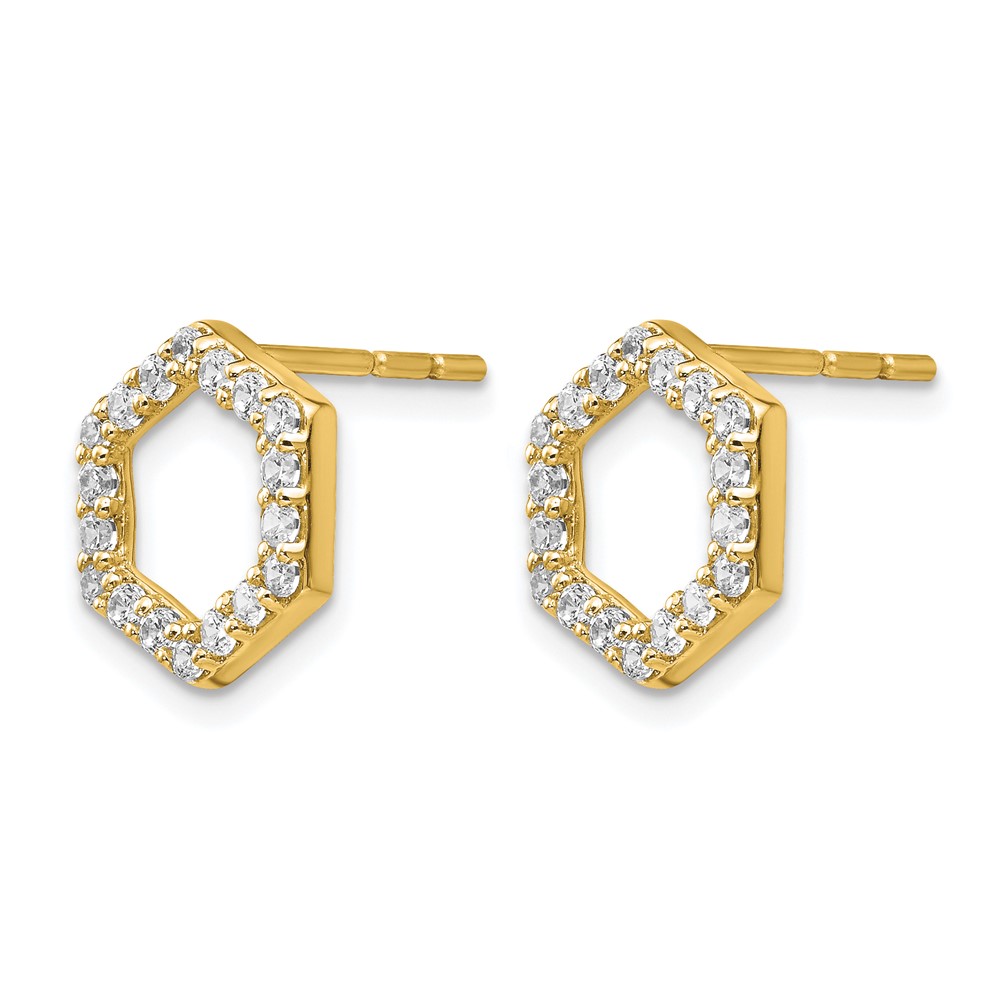 True Origin 14k 1/2 carat Lab Grown Diamond VS DEF Hexagon Post Earrings (EM1005-050-YLD)
