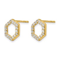 True Origin 14K Yellow Gold 0.50 Carat Lab Grown Diamond VS+ F+ Complete Hexagon Post Earrings view 2