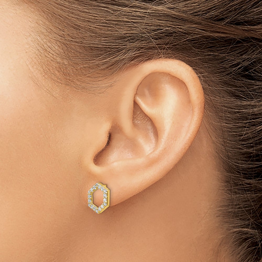 True Origin 14k 1/2 carat Lab Grown Diamond VS DEF Hexagon Post Earrings (EM1005-050-YLD)