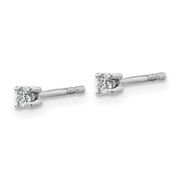 18K White Gold 0.10 Carat Lab Grown Diamond VS+ F+ Round Complete Four Prong Stud Earrings view 2