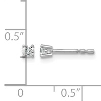 18K White Gold 0.10 Carat Lab Grown Diamond VS+ F+ Round Complete Four Prong Stud Earrings view 5