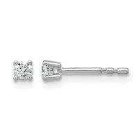 18K White Gold 0.10 Carat Lab Grown Diamond VS+ F+ Round Complete Four Prong Stud Earrings view 1
