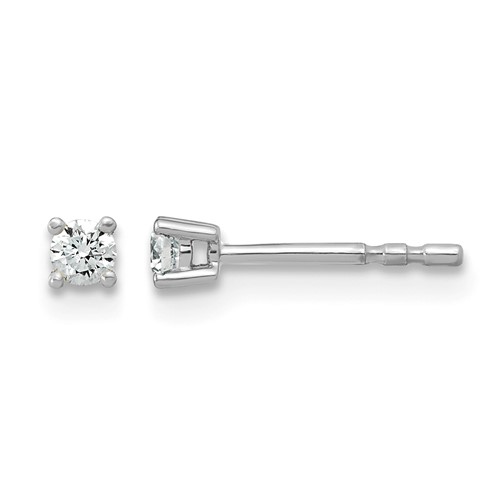 18K White Gold 0.10 Carat Lab Grown Diamond VS+ F+ Round Complete Four Prong Stud Earrings