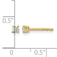 18K Yellow Gold 0.10 Carat Lab Grown Diamond VS+ F+ Round Complete Four Prong Stud Earrings view 4