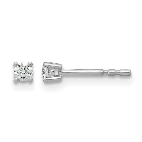 Platinum 0.10 Carat Lab Grown Diamond VS+ F+ Round Complete Four Prong Stud Earrings