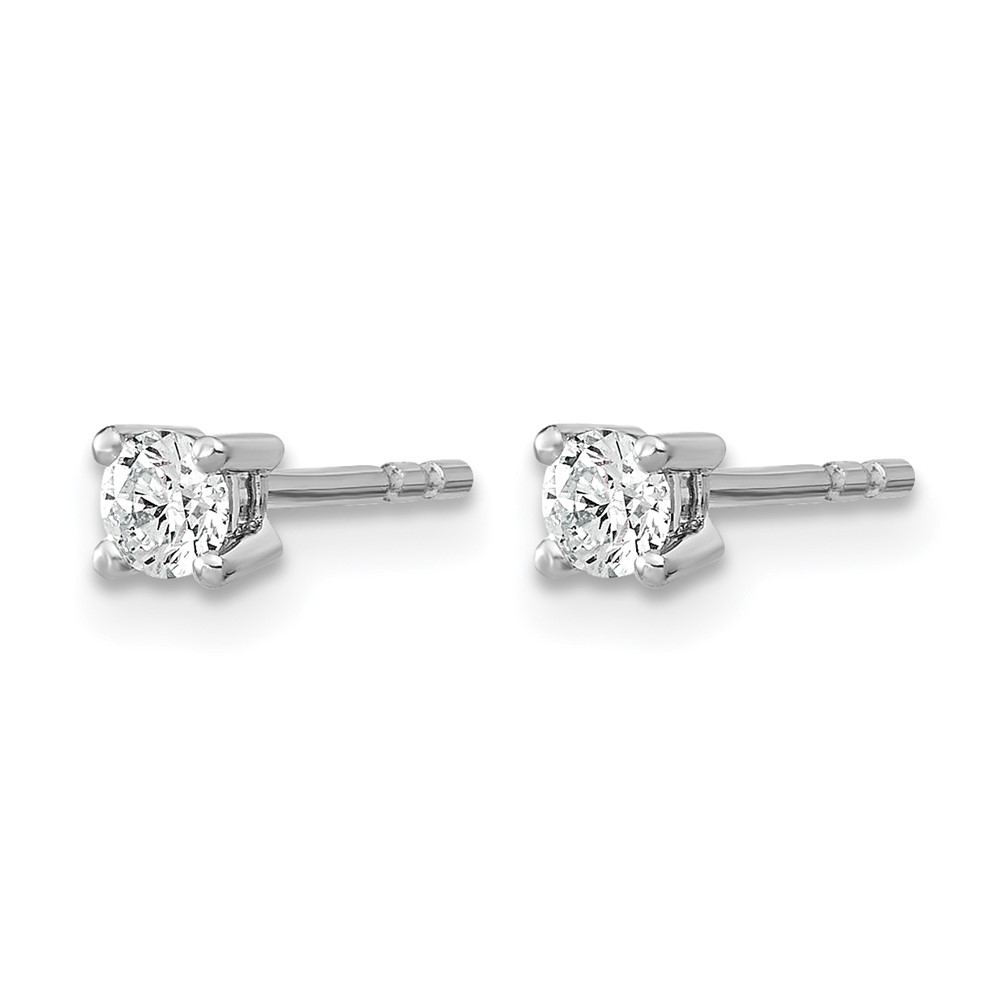 14k White Gold 1/10 carat Lab Grown Diamond VS+ F+ Round Complete Four Prong Stud Earrings (EM1006-010-WLD)