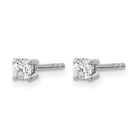 14K White Gold 0.10 Carat Lab Grown Diamond VS SI+ G+ Round Complete Four Prong Heavyweight Stud Earrings view 2