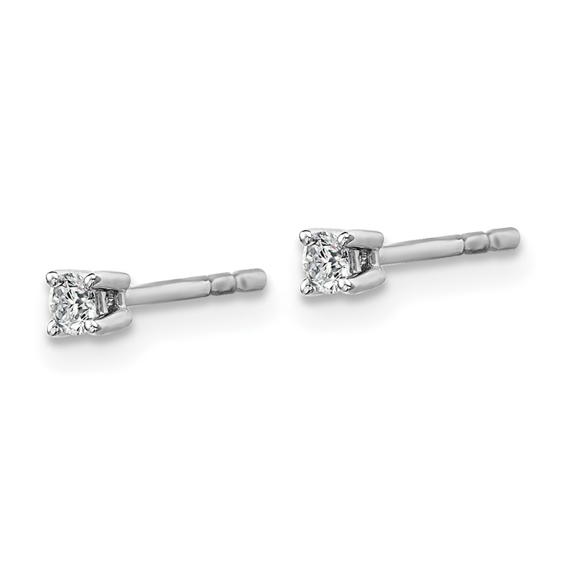 14k White Gold 1/10 ctw Lab Grown Diamond VS+ F+ Round 4 Prong Heavy Wt. Stud Earrings