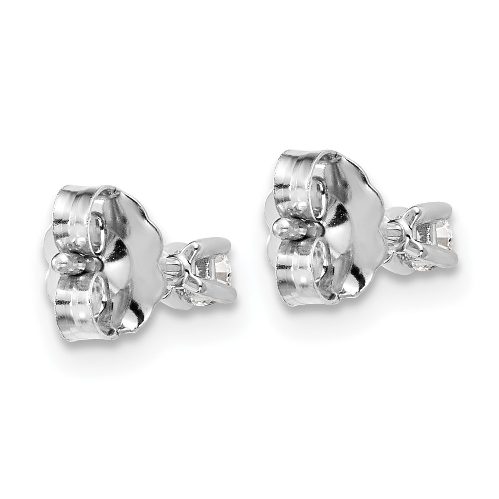 14k White Gold 1/10 carat Lab Grown Diamond VS+ F+ Round Complete Four Prong Stud Earrings (EM1006-010-WLD)