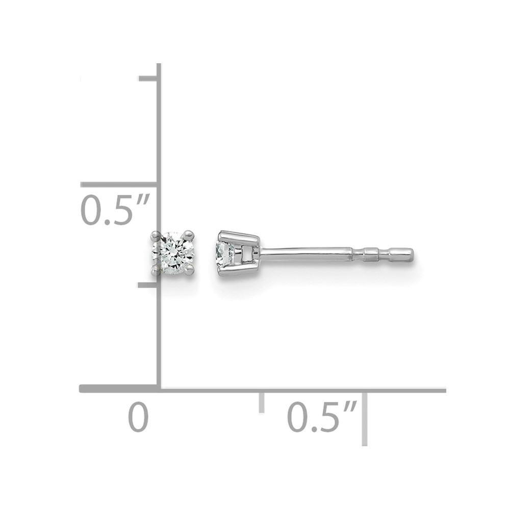 14k White Gold 1/10 carat Lab Grown Diamond VS+ F+ Round Complete Four Prong Stud Earrings (EM1006-010-WLD)