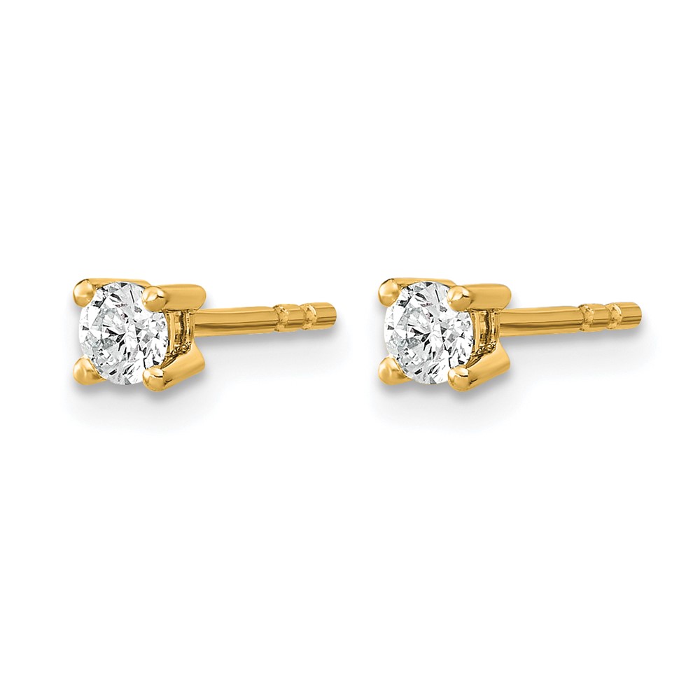 14k 1/10 carat Lab Grown Diamond VS/SI+ G+ Round Complete Four Prong Stud Earrings (EM1006-010-LG)