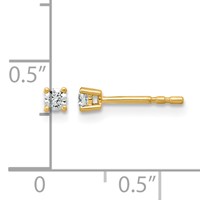14K Yellow Gold 0.10 Carat Lab Grown Diamond VS SI+ G+ Round Complete Four Prong Heavyweight Stud Earrings view 5