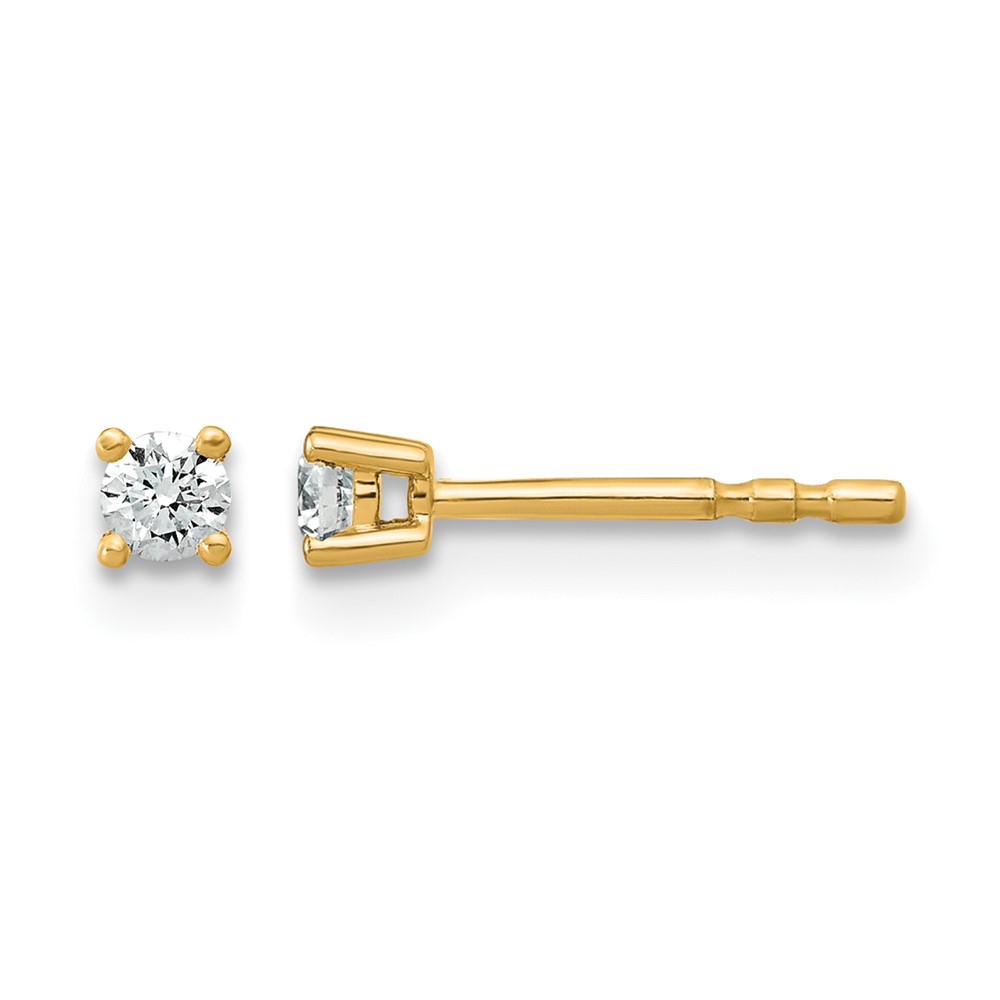 14k 1/10 carat Lab Grown Diamond VS+ F+ Round Complete Four Prong Stud Earrings (EM1006-010-LD)