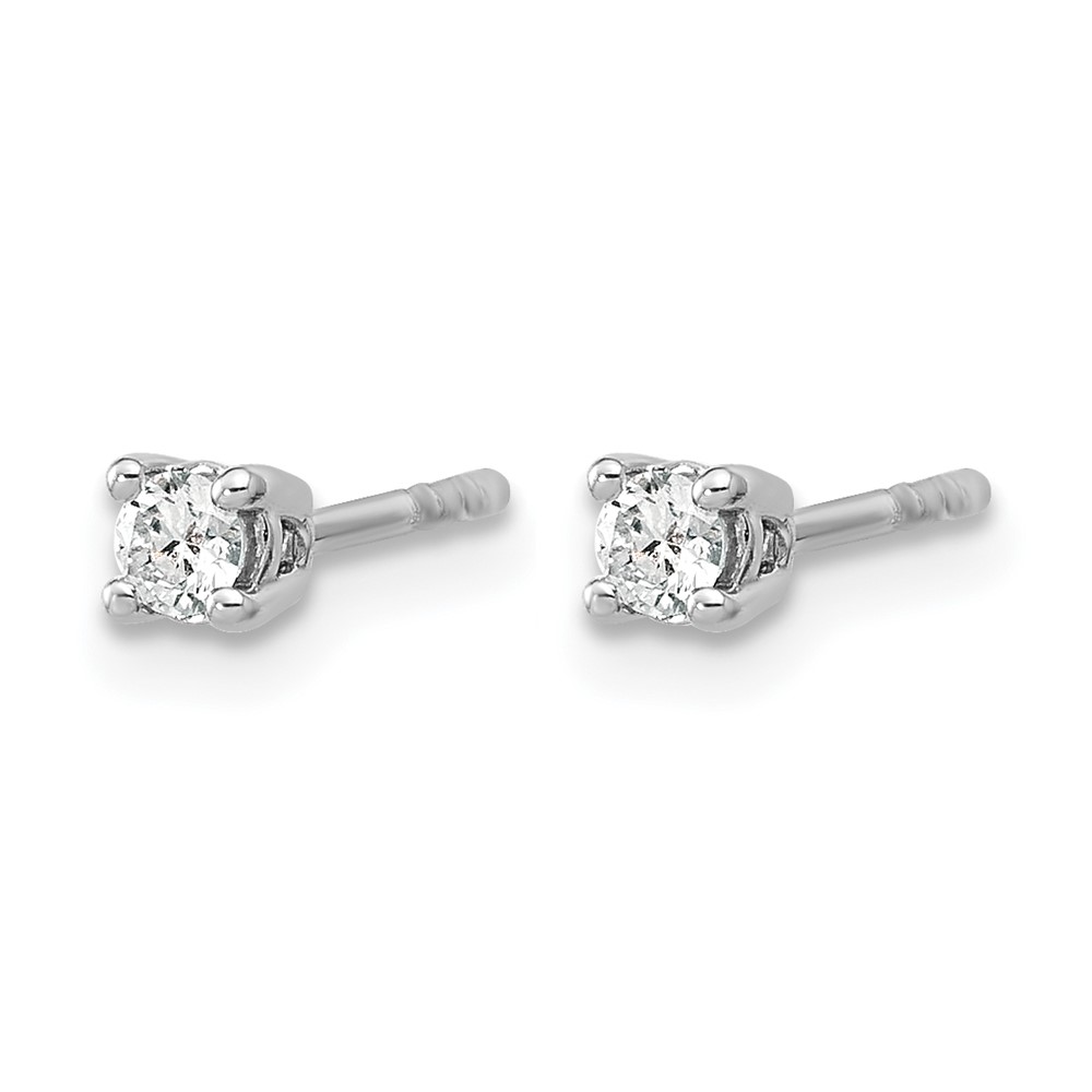 14k White Gold 1/6 carat Lab Grown Diamond VS+ F+ Round Complete Four Prong Heavyweight Stud Earrings (EM1006-015-WLD)