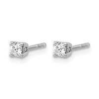 14K White Gold 0.17 Carat Lab Grown Diamond VS SI+ G+ Round Complete Four Prong Heavyweight Stud Earrings view 2