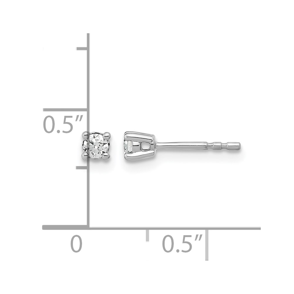 14k White Gold 1/6 carat Lab Grown Diamond VS+ F+ Round Complete Four Prong Heavyweight Stud Earrings (EM1006-015-WLD)