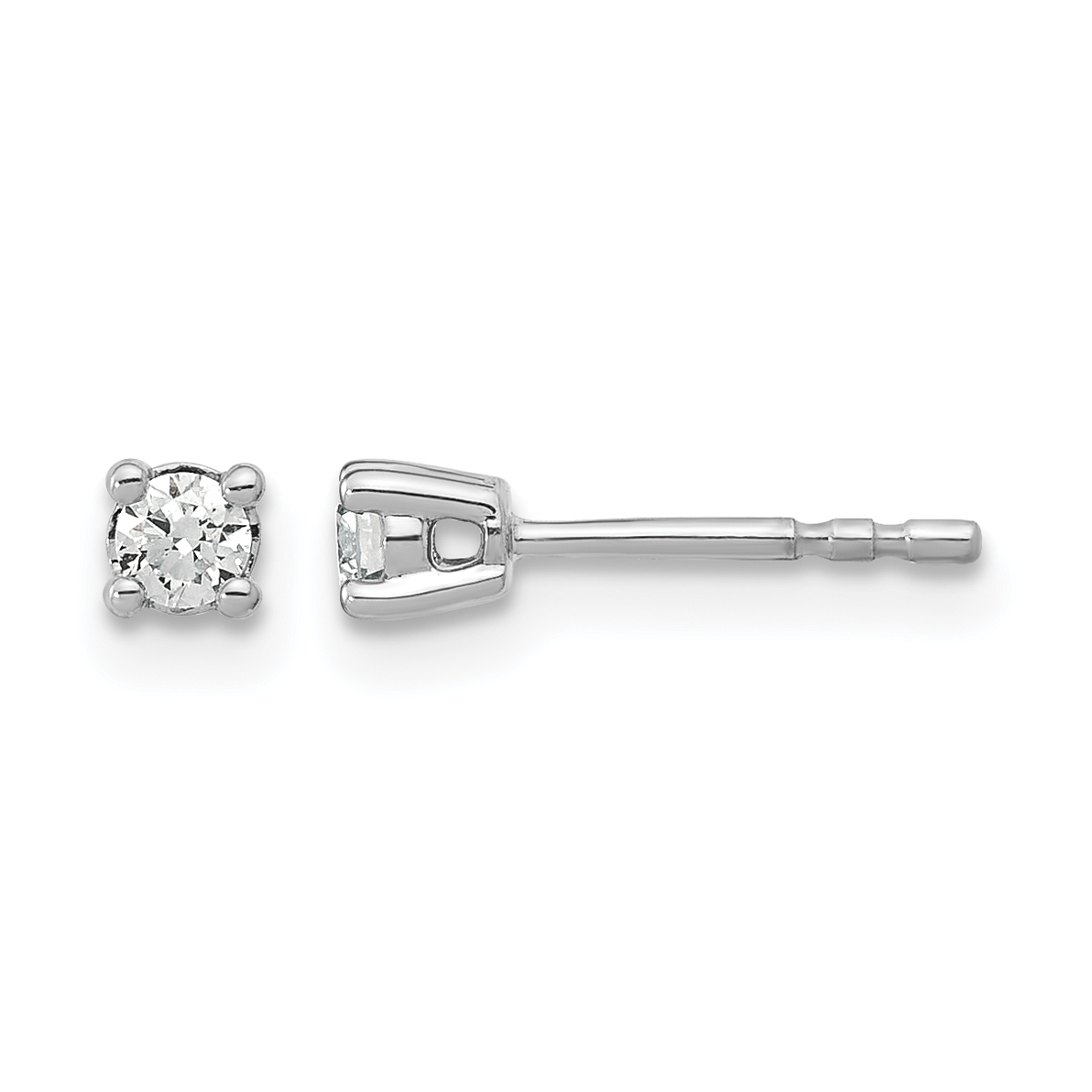14k White Gold 1/6 carat Lab Grown Diamond VS+ F+ Round Complete Four Prong Heavyweight Stud Earrings (EM1006-015-WLD)