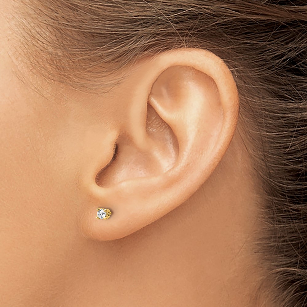 14k 1/6 carat Lab Grown Diamond VS+ F+ Round Complete Four Prong Heavyweight Stud Earrings (EM1006-015-LD)