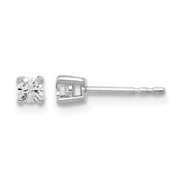14K White Gold 0.20 Carat Lab Grown Diamond VS SI+ G+ Round Complete Four Prong Heavyweight Stud Earrings view 1