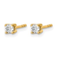 14K Yellow Gold 0.20 Carat Lab Grown Diamond VS SI+ G+ Round Complete Four Prong Heavyweight Stud Earrings view 2