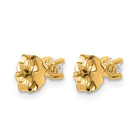 14K Yellow Gold 0.20 Carat Lab Grown Diamond VS SI+ G+ Round Complete Four Prong Heavyweight Stud Earrings view 4