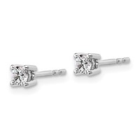 18K White Gold 0.25 Carat Lab Grown Diamond VS+ F+ Round Complete Four Prong Stud Earrings view 2