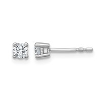 18K White Gold 0.25 Carat Lab Grown Diamond VS+ F+ Round Complete Four Prong Stud Earrings view 1