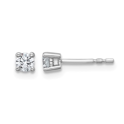 18K White Gold 0.25 Carat Lab Grown Diamond VS+ F+ Round Complete Four Prong Stud Earrings