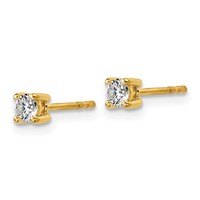 18K Yellow Gold 0.25 Carat Certified Lab Grown Diamond VS+ F+ Round Complete Four Prong Stud Earrings view 2
