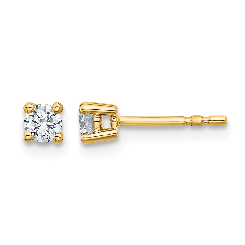 18K Yellow Gold 0.25 Carat Certified Lab Grown Diamond VS+ F+ Round Complete Four Prong Stud Earrings