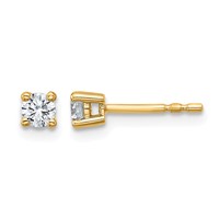 18K Yellow Gold 0.25 Carat Certified Lab Grown Diamond VS+ F+ Round Complete Four Prong Stud Earrings view 1