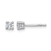 Platinum 0.25 Carat Certified Lab Grown Diamond VS+ F+ Round Complete Four Prong Stud Earrings view 1