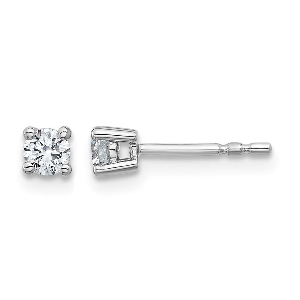 Sterling Silver Rhodium-plated 0.25 Carat Lab Grown Diamond VS+ F+ Round Complete Four Prong Stud Earrings