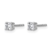14K White Gold 0.25 Carat Lab Grown Diamond VS SI+ G+ Round Complete Four Prong Heavyweight Stud Earrings view 2