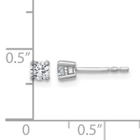14K White Gold 0.25 Carat Lab Grown Diamond VS SI+ G+ Round Complete Four Prong Heavyweight Stud Earrings view 5