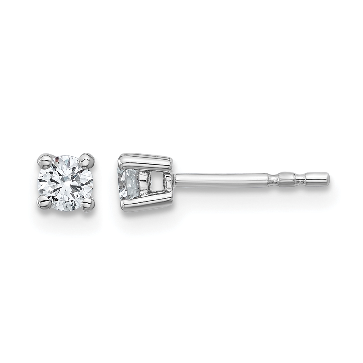 14k White Gold 1/4 carat Certified Lab Grown Diamond VS+ F+ Round Complete Four Prong Heavyweight Stud Earrings (EM1006-025C-WLD)