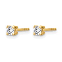 14K Yellow Gold 0.25 Carat Certified Lab Grown Diamond VS SI+ G+ Round Complete Four Prong Heavyweight Stud Earrings view 2