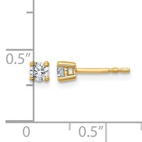 14K Yellow Gold 0.25 Carat Certified Lab Grown Diamond VS SI+ G+ Round Complete Four Prong Heavyweight Stud Earrings view 5