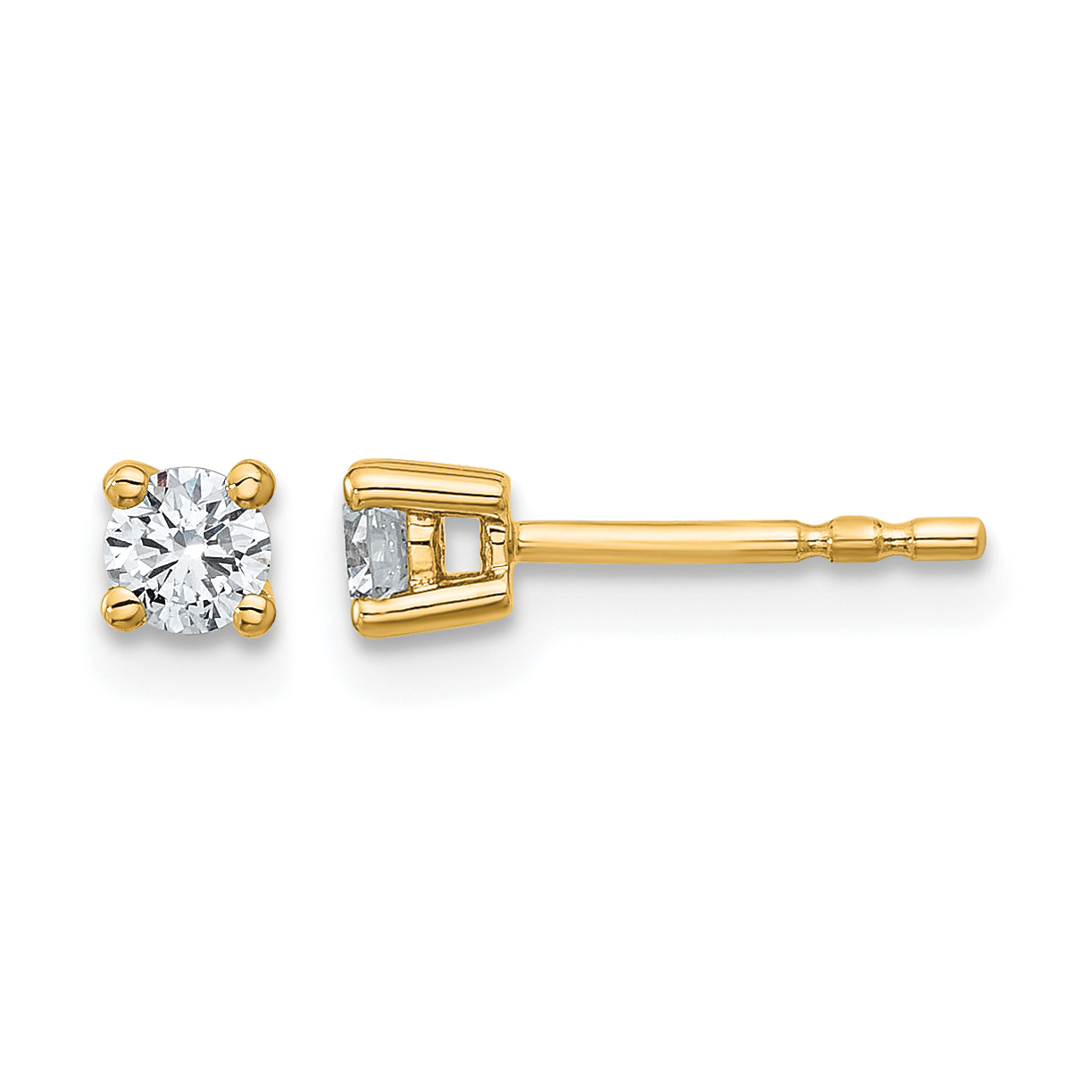 14k 1/4 carat Lab Grown Diamond VS+ F+ Round Complete Four Prong Heavyweight Stud Earrings (EM1006-025-LD)